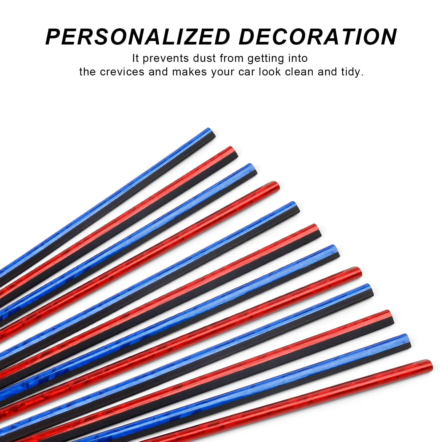 MYLERCT 20 Strisce Decorative Per Auto | 10 Rosse + 10 Blu | Per Griglie Aria Condizionata Diritte | Fai Da Te