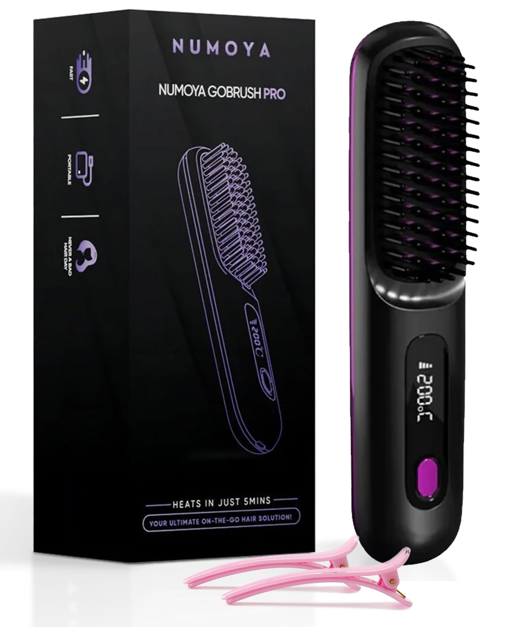 Portable Straightener Brush, Cordless Hair Straightener Brush with