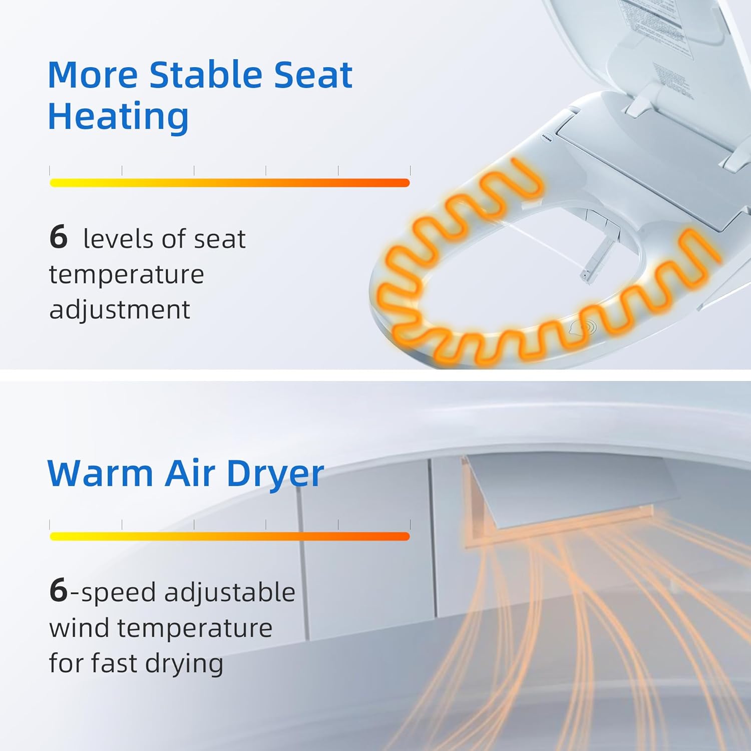 WOODBRIDGE Electronic Bidet Seat with Automatic open and close lid, Child Wash, Elongated Soft Close, White BID03