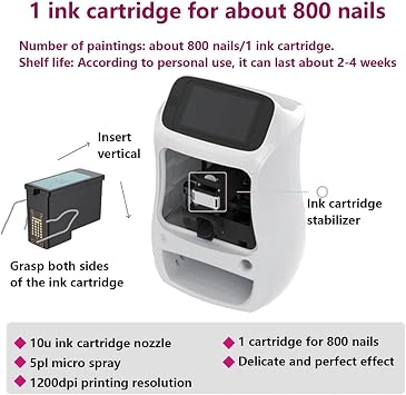 Nail Art Printer Machine with Touch Screen, 3D Digital Nail Printing Machine for Home & Salon Includes Manicure and UV Dryer, Easy Mobile App Design for Professional Manicure Results