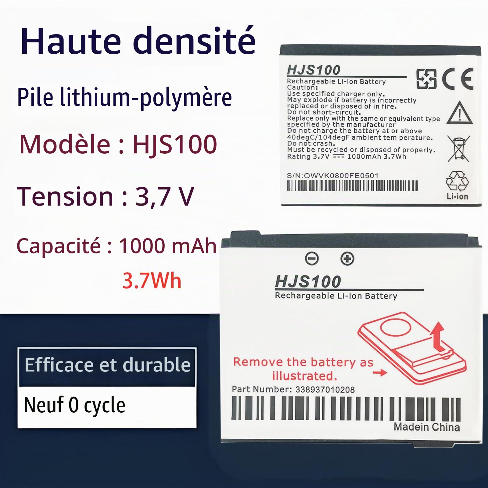 HJS-100 Batterie de rechange HJS100 compatible avec Becker HJS100, HJS-100, Map Pilot, Mercedes Benz Map Pilot, VW Map Pilot, remplace Becker 338937010208 Mercedes Benz Map Pilot, C260 GLK300