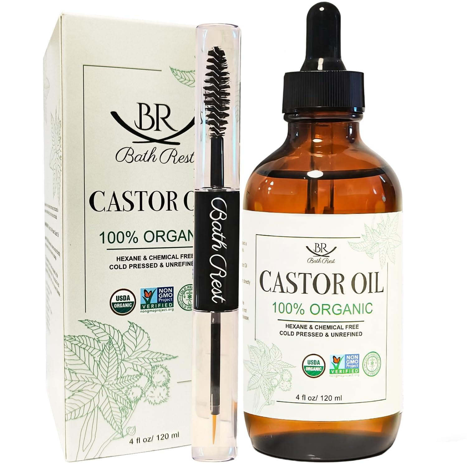 Aceite de ricino orgánico 100 % puro y natural para el crecimiento del cabello, aceite de ricino para piel, pestañas, uñas, cara, pestañas, cejas, prensado en frío, sin refinar, certificado