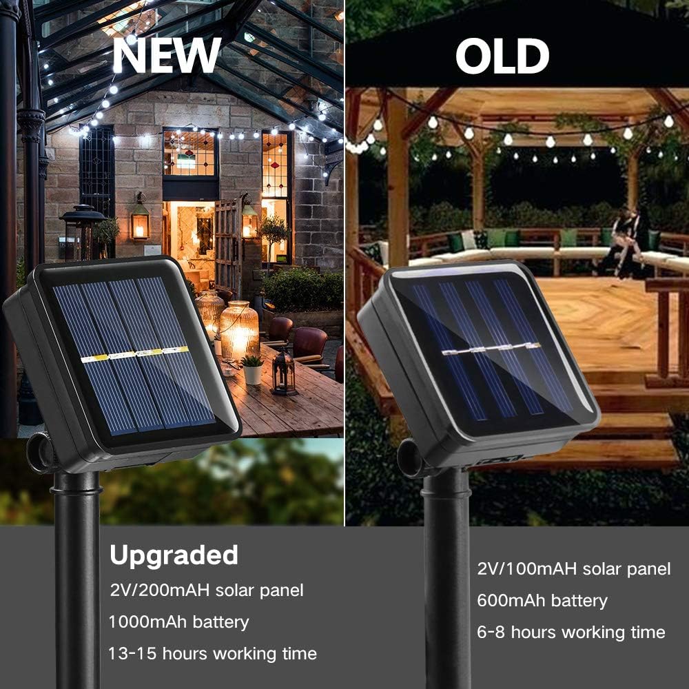 BrizLabs Solar Globe String Lights, 38.35ft 60 LED Solar String Lights Outdoor, 8 Modes Crystal Ball Solar Powered Patio Lights Waterproof for Tree Patio Garden Wedding Yard Bistro Balcony, Cool White