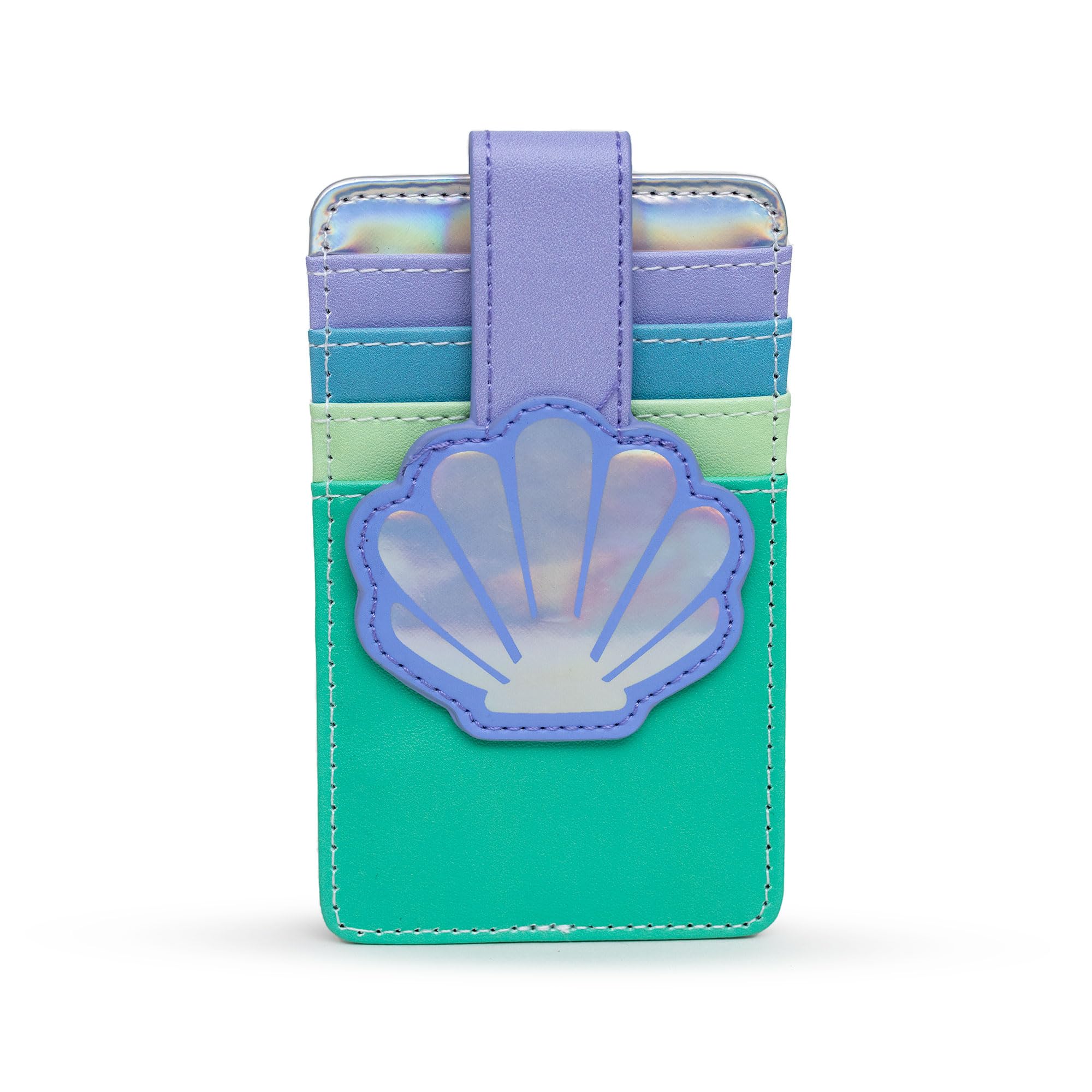 Buckle-Down Disney Wallet, Character Wallet ID Card Holder, The Little Mermaid Ariel Shell Multi Color, Vegan Leather