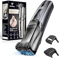 VivaEase Vacuum Beard Trimmer for Men - Cordless Adjustable 1-20mm Precision, IPX6 Waterproof, Skin-Safe Blades, Black