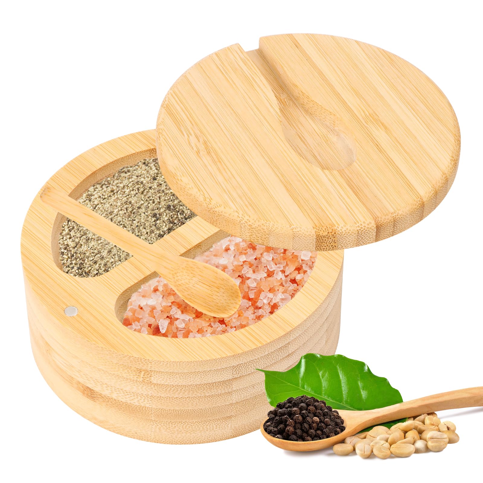 ZMDMAH Lot De 2 Boîtes à Sel En Bambou De 6 Oz Avec Couvercle