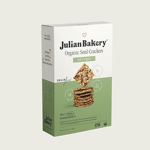 Julian Bakery Paleo Thin Crackers | Salt & Pepper | USDA Organic | Gluten-Free | Grain-Free | GMO Free | Low Carb | 1 Pack