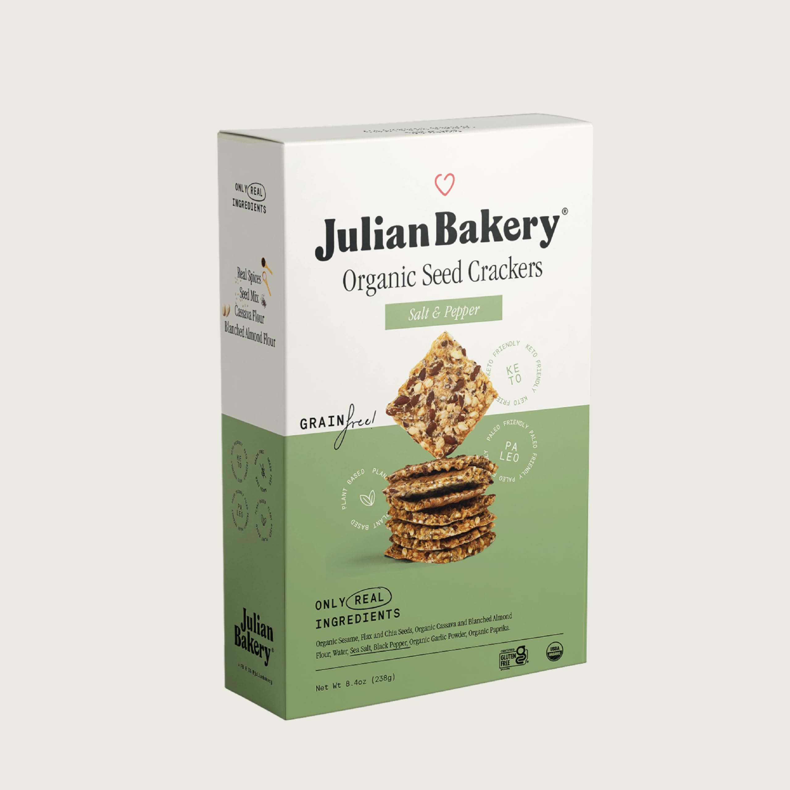 Julian Bakery Paleo Salt & Pepper Thin Crackers, (8.4oz, 238g)