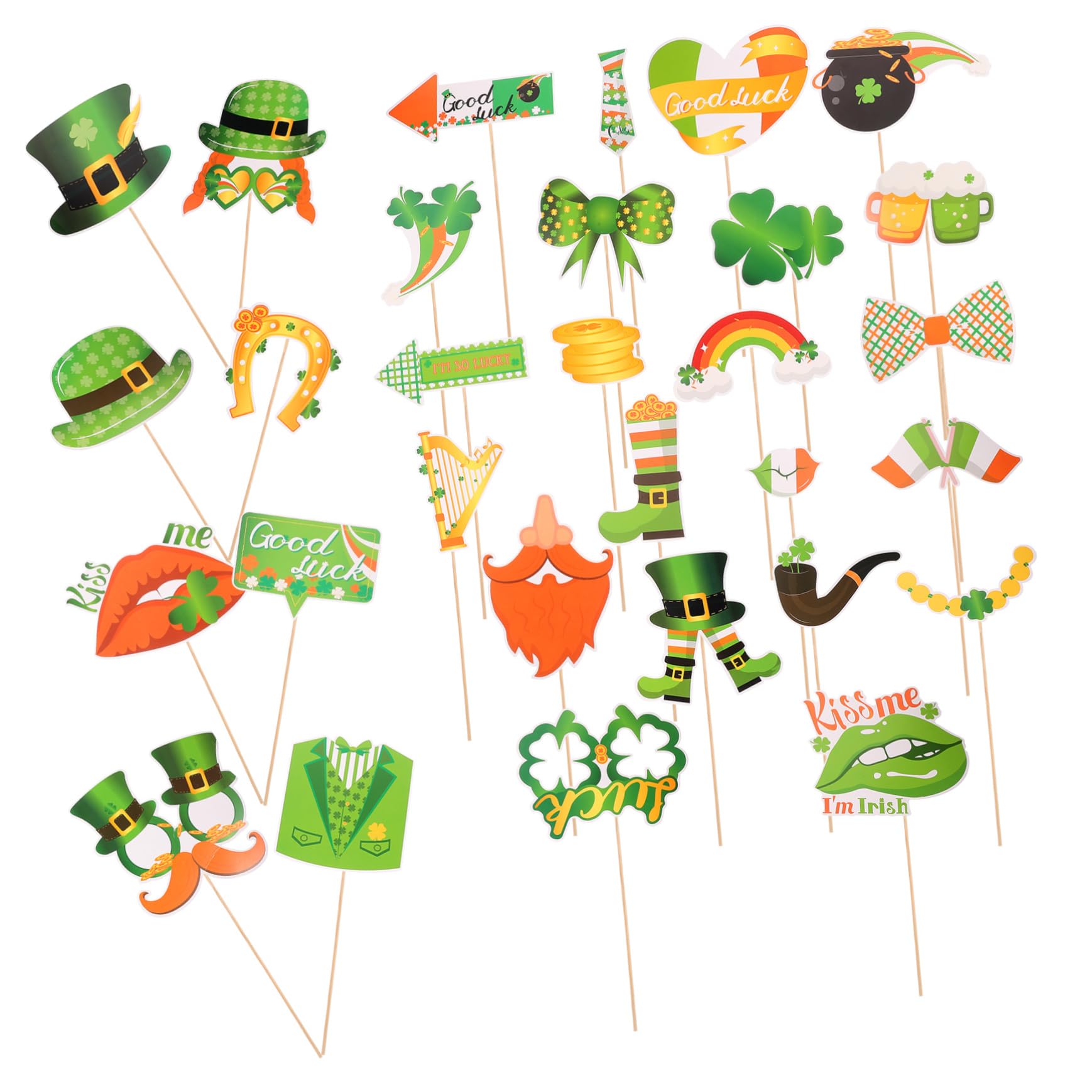 MAGICLULU 5 Sets Foto Requisiten Dekoration Für Den Stand Party Fotografie Zubehör St Patrick's Day DIY Requisite DIY Foto Requisite St Patrick's Day Selfie Foto Requisite
