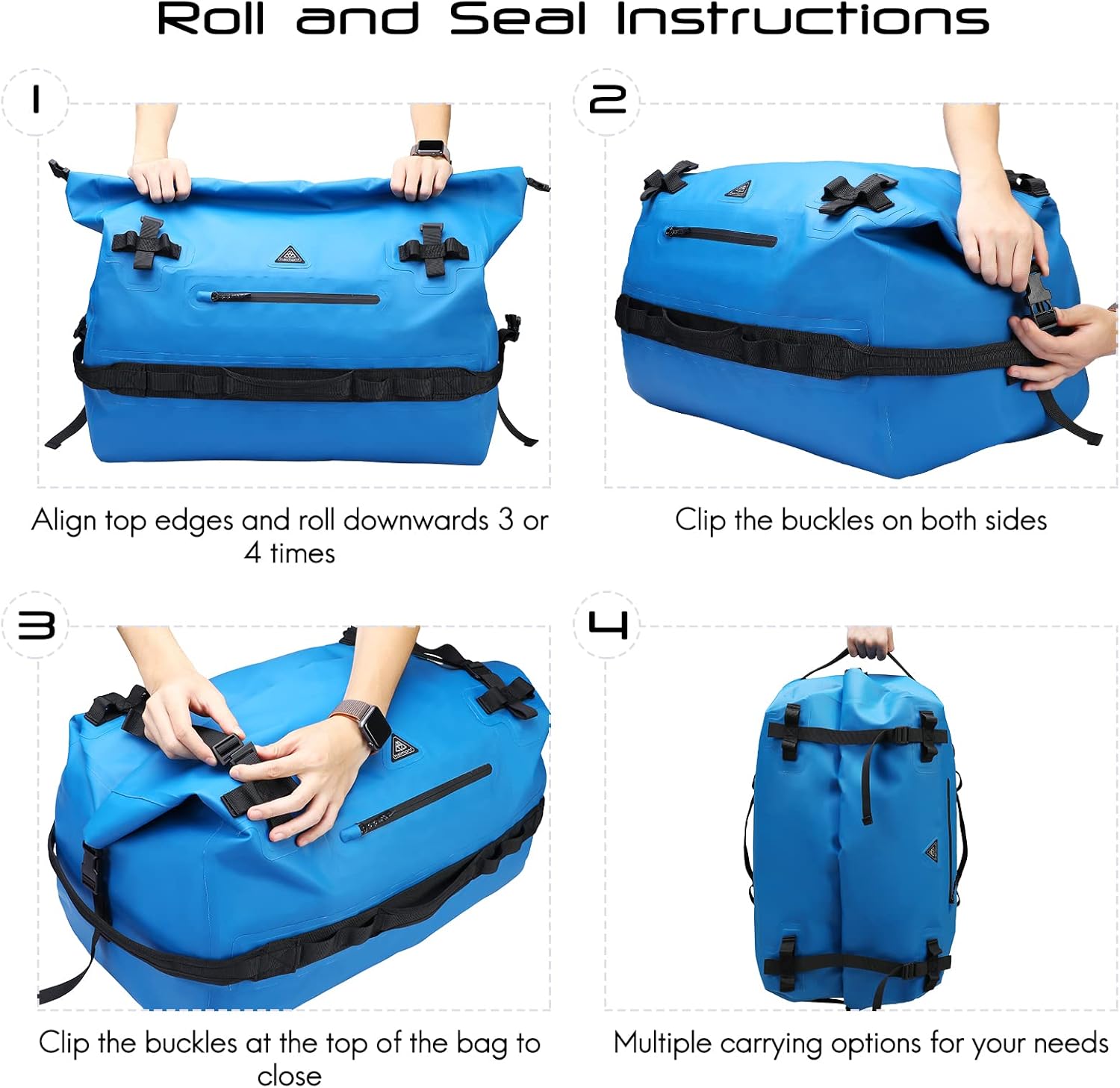 Haimont Roll-top Dry Duffel Backpack Large Waterproof Dry Sack Heavy Duty Duffle Bag with Backpack Straps for Kayaking, Rafting, Boating, Travel, Blue, 60L : Clothing, Shoes & Jewelry