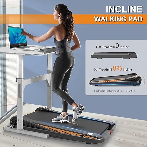 Miniatura 4 de Smallest Under Desk Treadmill with Incline, Small Spaces Walking Pad Foldable, Home Office Mini & Compact Treadmill with Handles Easy Folding