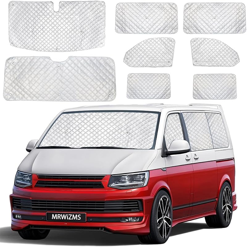 MRWiZMS VW T5 T6 Hővédő Szőnyeg Szélvédő Alumínium Fleece UV Védelem 8 Részes