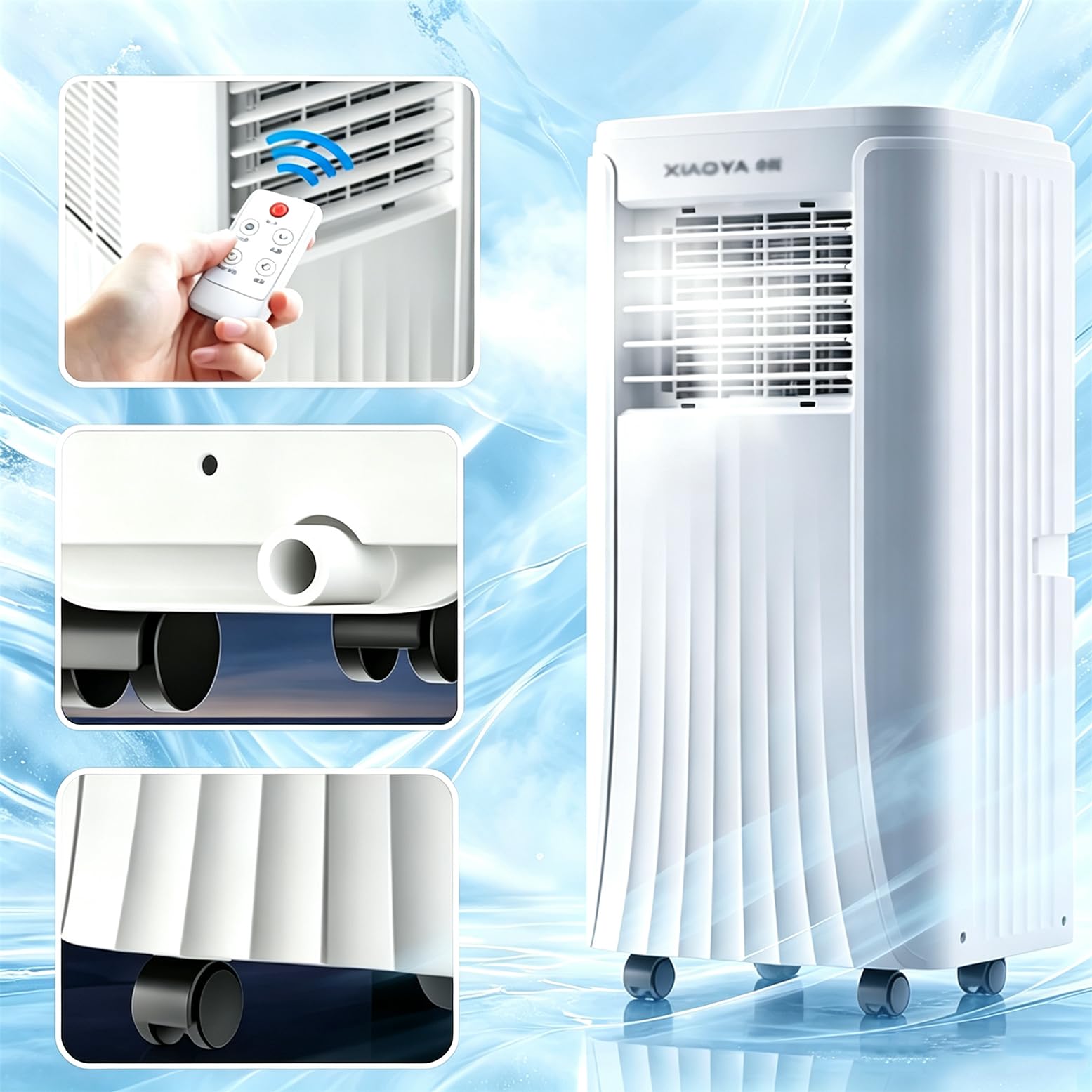 Aire Acondicionado Portátil 11000BTU Con Deshumidificador Y Ventilador,Unidad Ultrasilenciosa Con 2 Velocidades De Ventilación Y Temporizador De 24H,Para Habitaciones De Más De 300 Pies Cuadrados