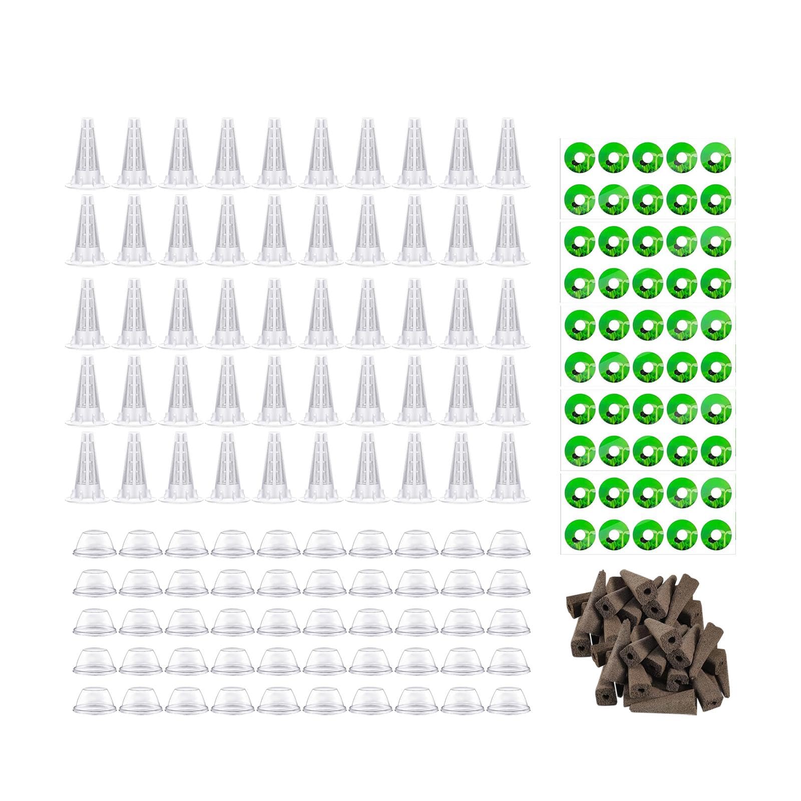 Sharplace Kit de Cultivo Hidropónico, Accesorios de Jardinería, Cestas de Cultivo Hidropónico, Esponjas de Cultivo, Contenedores para El Cultivo de Plantas, FRU, 50 Piezas