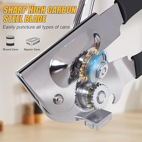 Miniatura 2 de ICEKATl - Abrelatas comercial, manual resistente, fácil para latas grandes con imán, manivela plegable con cómodas asas largas