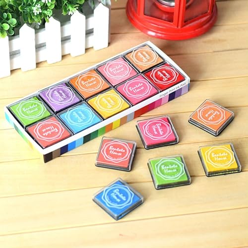 Miniatura 3 de Akak Store Craft - Sellos de tinta para manualidades, 20 unidades, colores surtidos, almohadilla de tinta de dedo arco iris, sello de impresión de