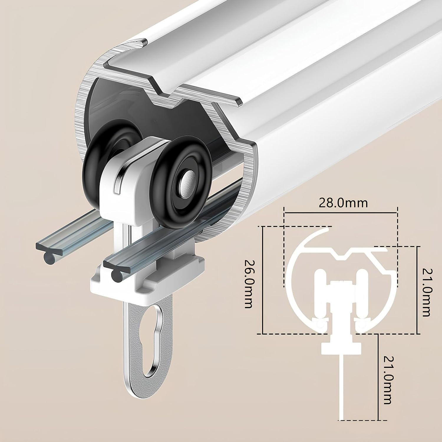 Double Curtain Rod Heavy Duty Wall Mounted Curtain Track Aluminum Sliding Curtain Rail System For Window Room Divider(Gray,590cm/19.4ft)