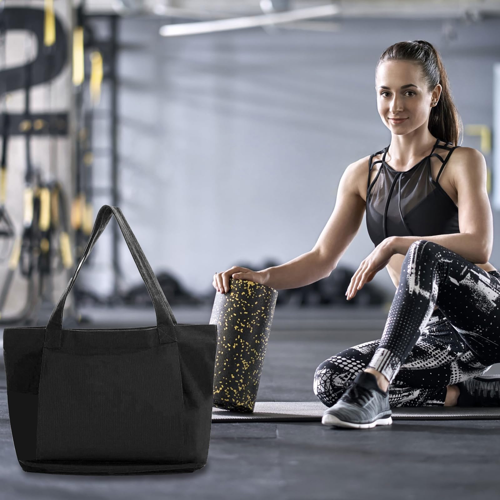 Zimoer Duża torba na matę do jogi torba do przenoszenia siłowni płócienna torba sportowa pojemna i praktyczna torba do jogi akcesoria fitness pilates torba na matę