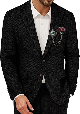 Mens Herringbone Blazer Tweed Jacket for Men Sport Coat, Mens Vintage Tweed Jacket Men Casual Herringbone Blazer