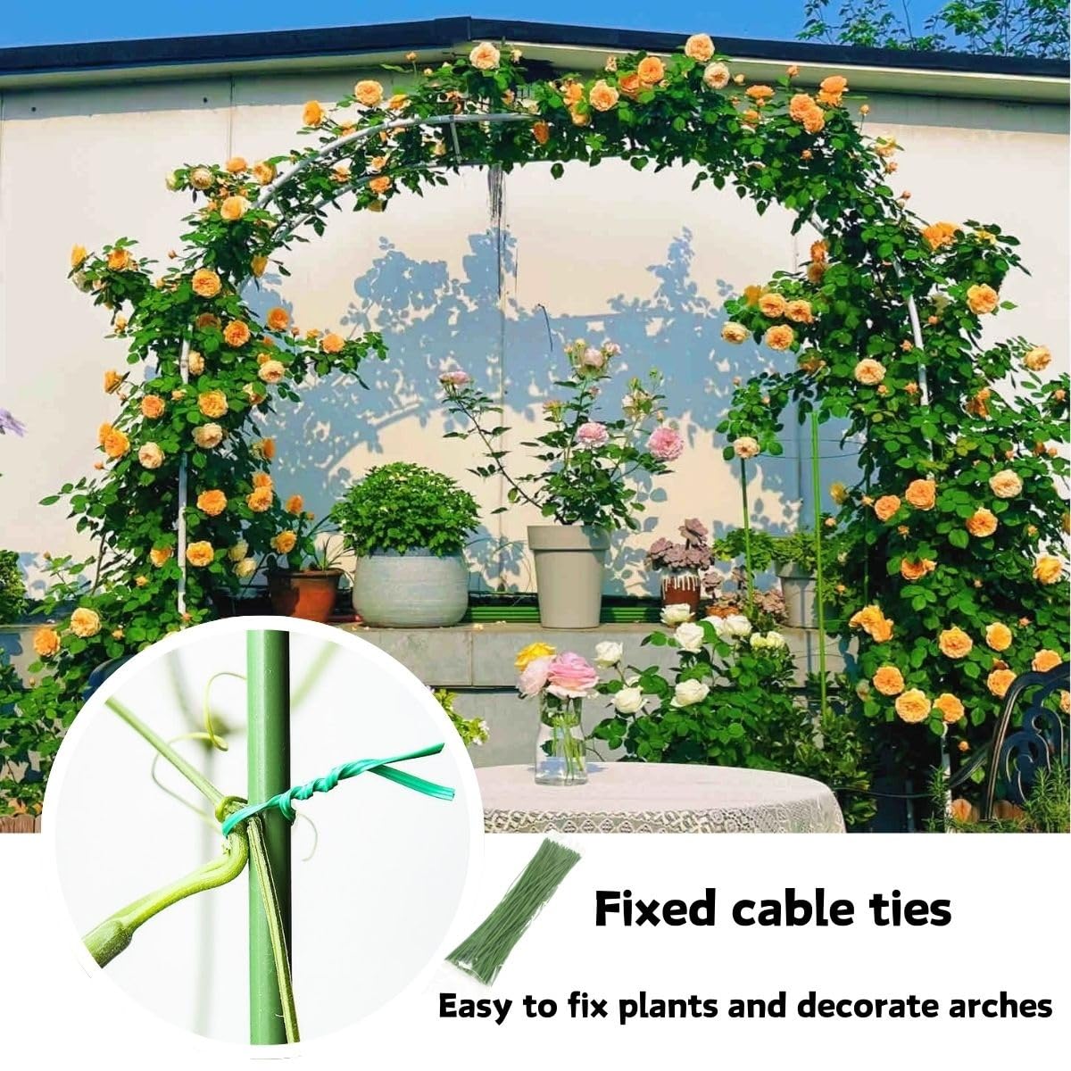 Schwarzer Metall-Gartenbogen, 240 x 220 cm, Rosenspalier für Kletterpflanzen, einfach zu montieren, Gartenlaube für Hinterhof, Landschaftsbau und Dekoration