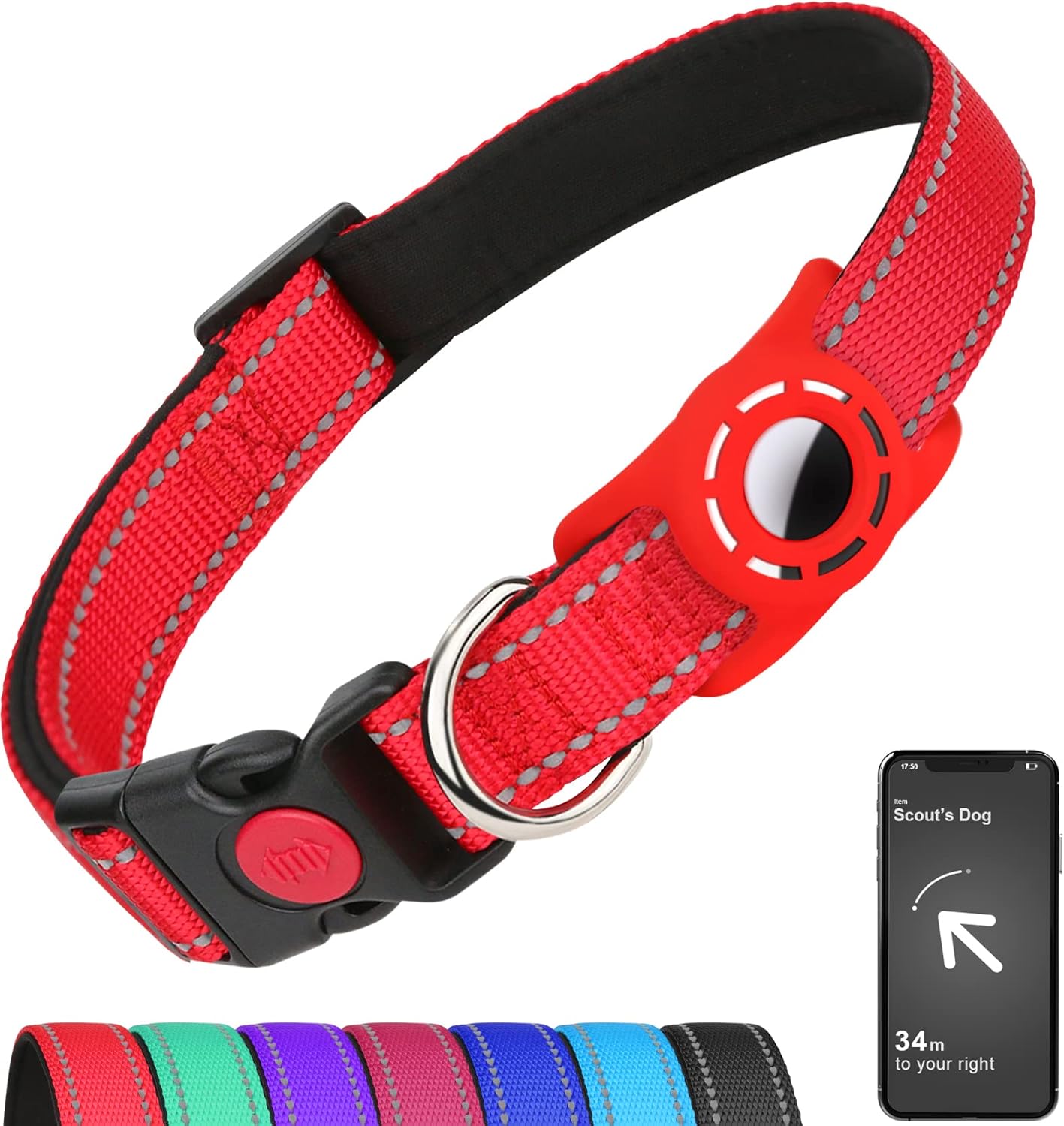 Erbine Airtag Dog Collar for Puppy Dogs, Reflective Dog