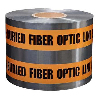 Presco Underground Detectable Tape, 6 in. x 1000 ft. Orange/Black Caution Buried Fiber Optic LINE Below