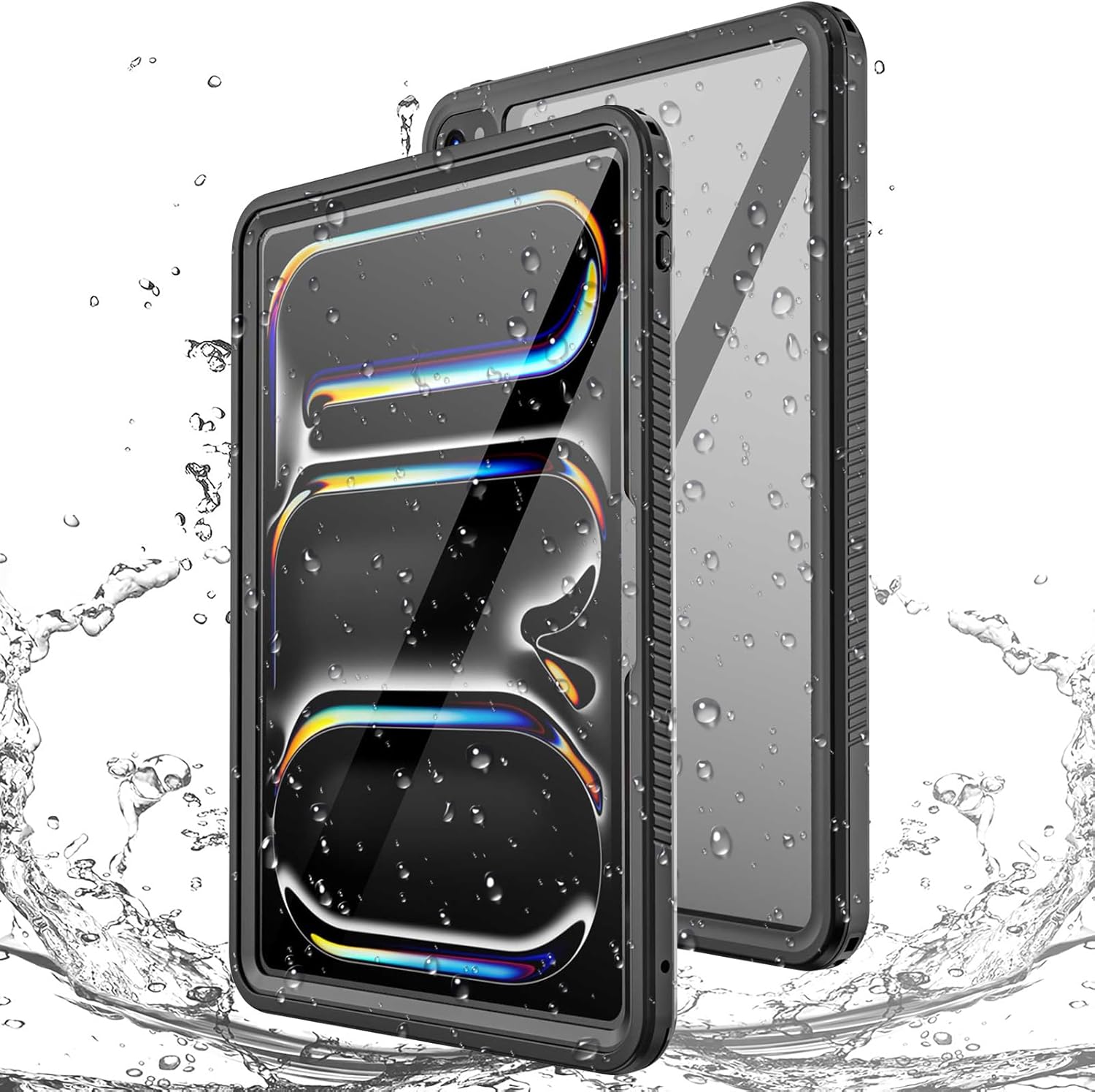 Miimall Waterproof Case for iPad Pro 13 inch 2024 M4, IP68 Waterproof Clear 360 Full-Body Ultra-Thin, Built-in Screen Protector, Shockproof Dust/Snow Proof Waterproof for iPad Pro 13 inch, Black