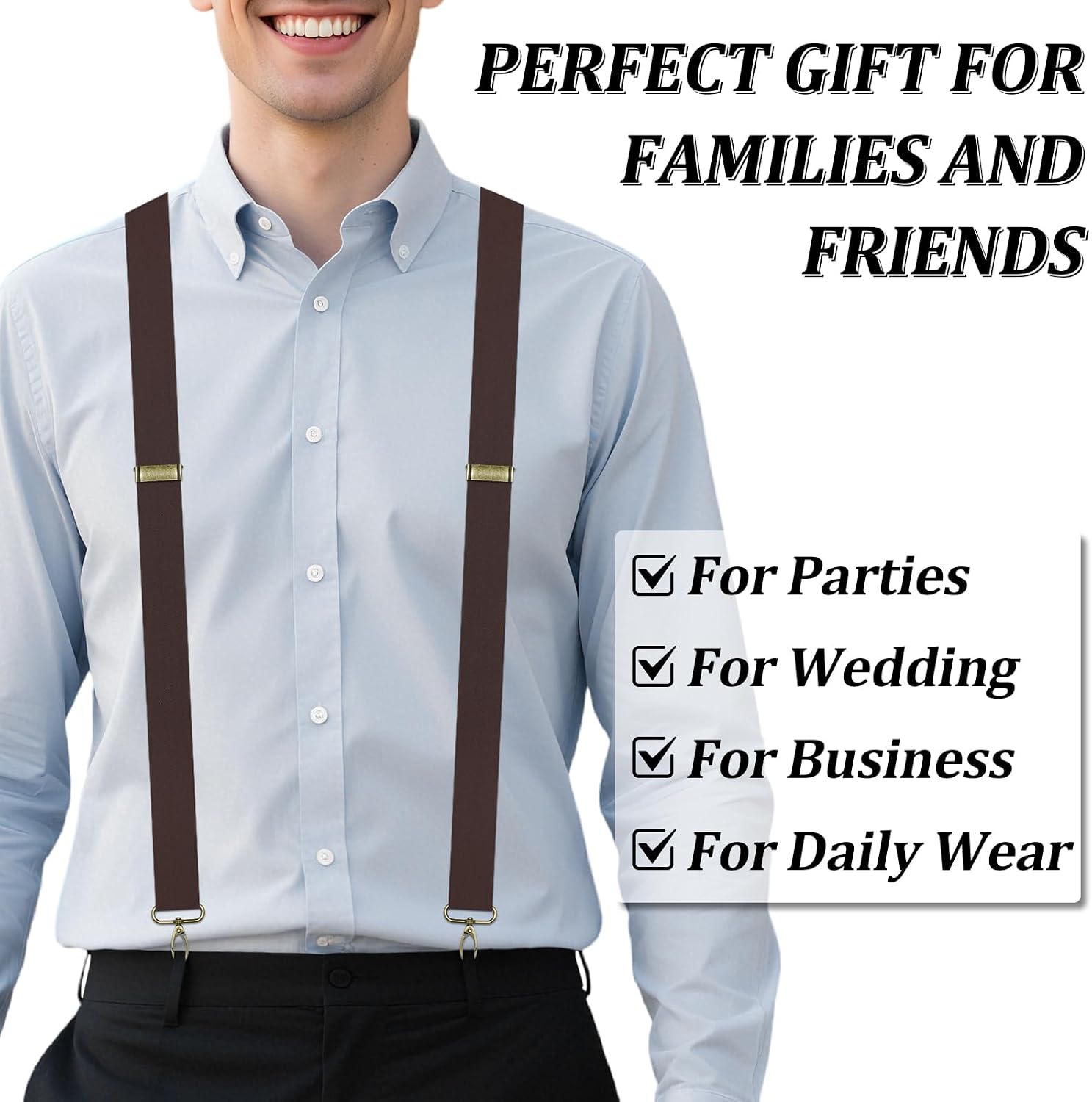Suspenders for Men Heavy Duty X-Back Mens Suspenders 4 Hooks for Jeans
