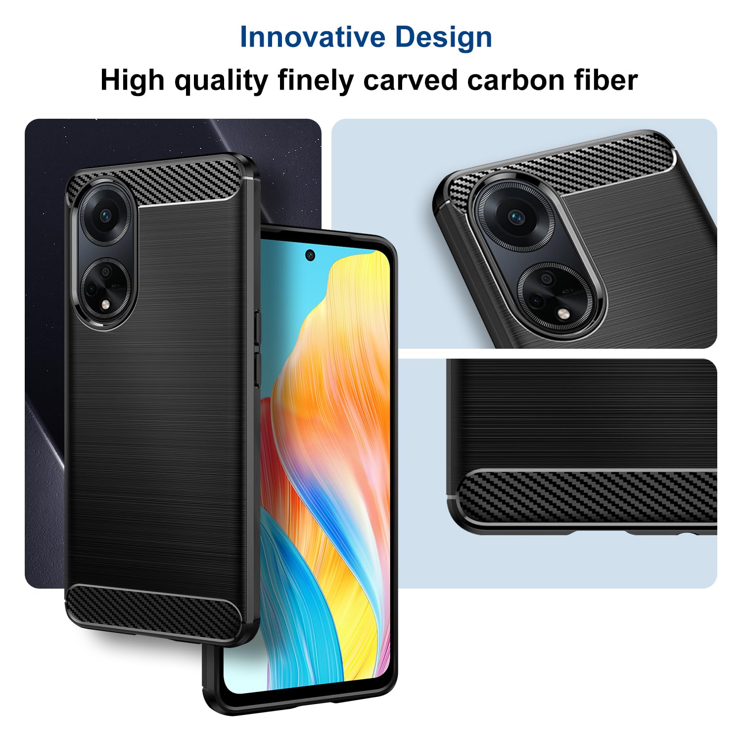 XINYEXIN Cover per Oppo A98 5G Ultra Sottile Custodia Protettiva per Cellulare Opaca Antigraffio Antiurto Bumper Case - Nero