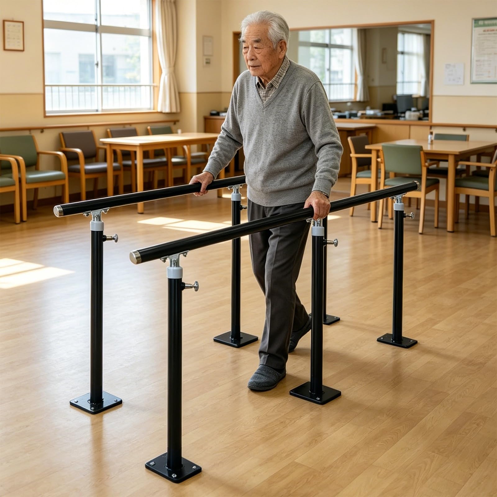 Barras paralelas para fisioterapia, barras de entrenamiento de altura ajustables, equipo de entrenamiento para la rehabilitación de miembros inferiores en bipedestación(130cm/51.2in)