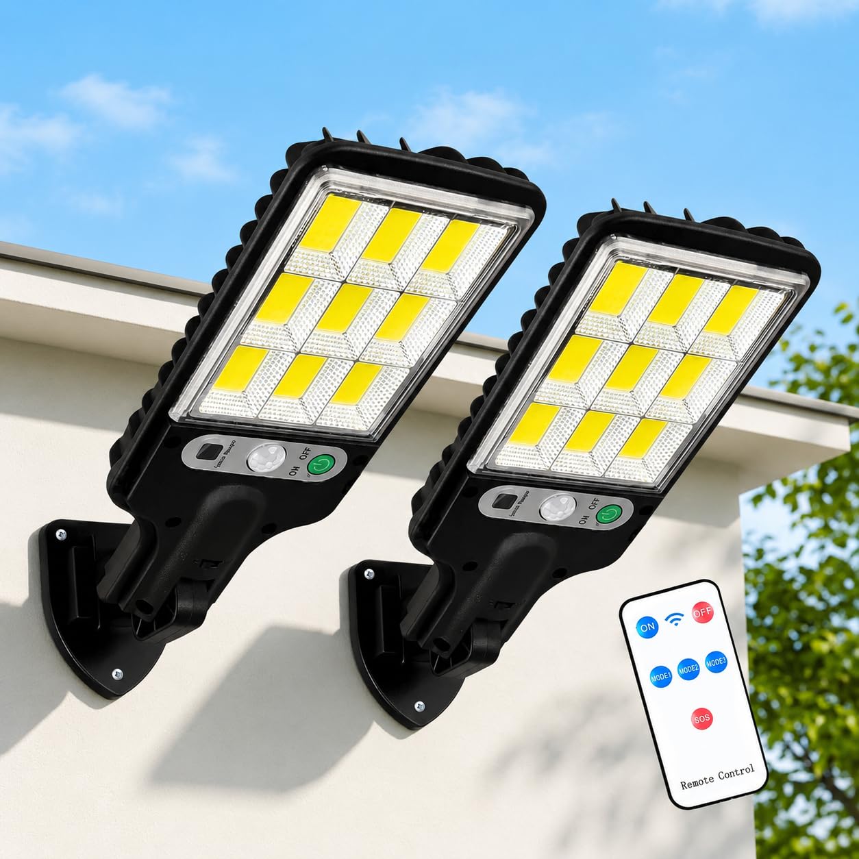 180W Led Solar Street Light Outdoor,10000LM IP65 Waterproof Solar Security Flood Lights Outdoor Motion Sensor, Wired Security Solar Powered Flood Lights for Indoor, Outside, Yard, Garden-image-49