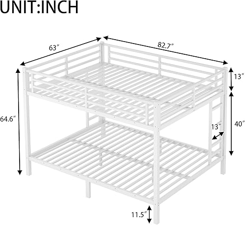 Miniatura 162 de Harper & Bright Designs Litera de metal completo sobre tamaño matrimonial para adultos, marco de cama de metal resistente con escalera y correas de