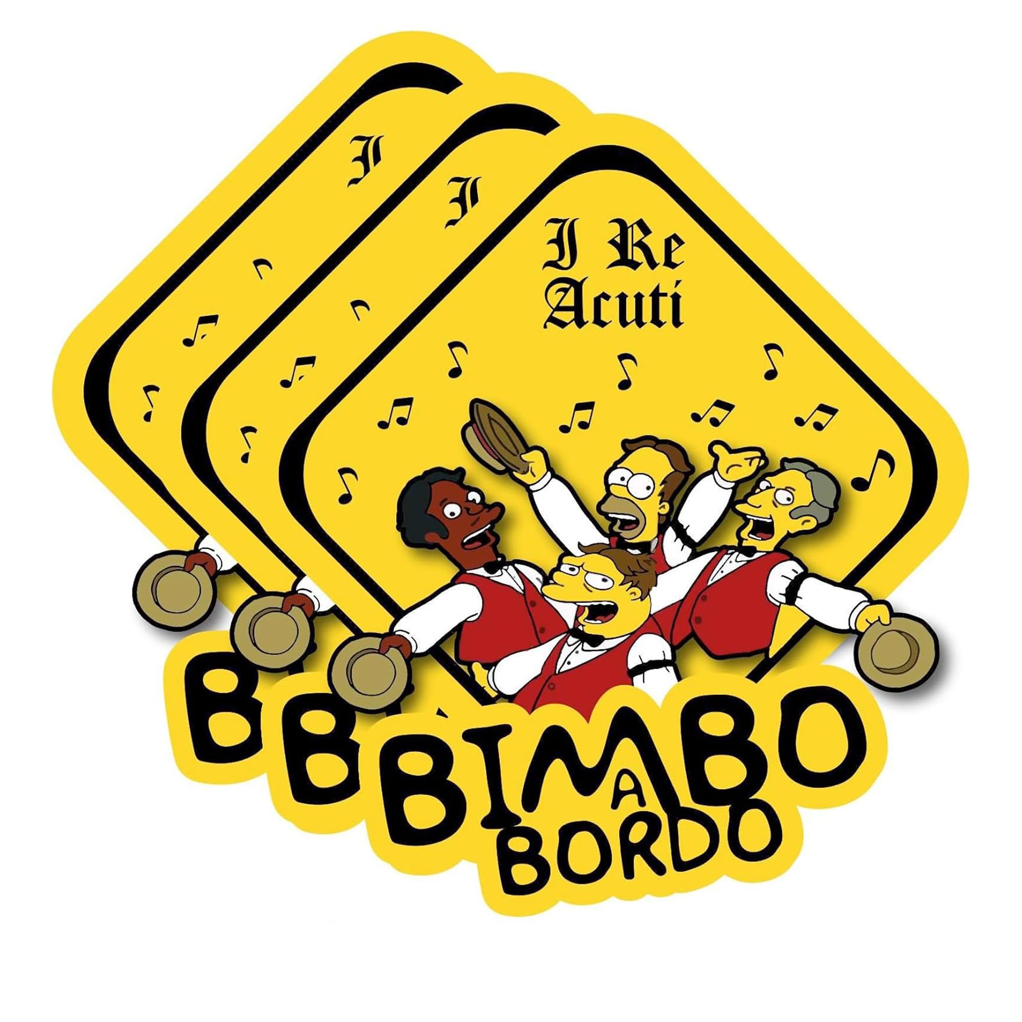 x3 Simpson Style Baby on Board Sticker - Original Baby on Board with Iconic Yellow Design - Buy Now for a Fun Touch!