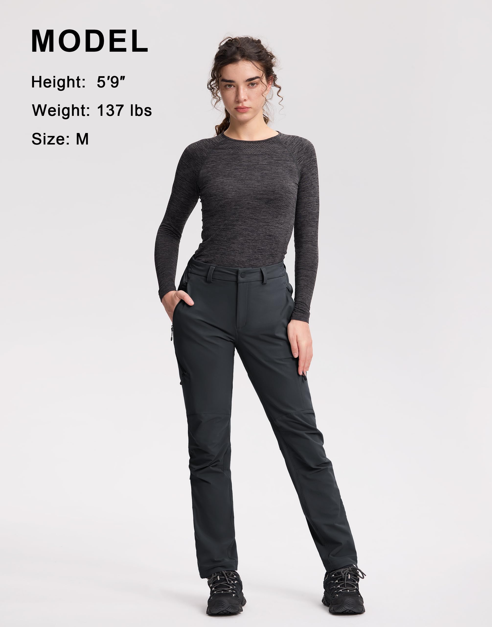 Pioneer Camp Wanderhose Damen Stretch Funktionshose Damen Wasserabweisend Trekkinghose für Frauen 3D-Knieschnitt Funktionshose mit 4 Reißverschluss Taschen