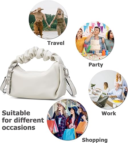 Miniatura 6 de KingTo Bolso pequeño de hombro para mujer, bolso de mano suave de diseñador en la nube, bolso cruzado ligero