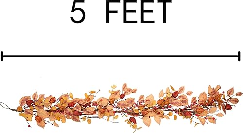Miniatura 2 de Guirnalda de otoño de 5 pies, guirnalda de hojas artificiales de otoño, cosecha, festival, decoración de otoño con hojas de otoño y grosellas para