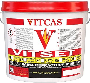 Vitset 80-Refractory Mortar   Ready Mixed High-Temperature Cement for Fireplace, Stove, and Furnace Repair | Heat-Resistant FireBrick Mortar for Masonry and Kilns