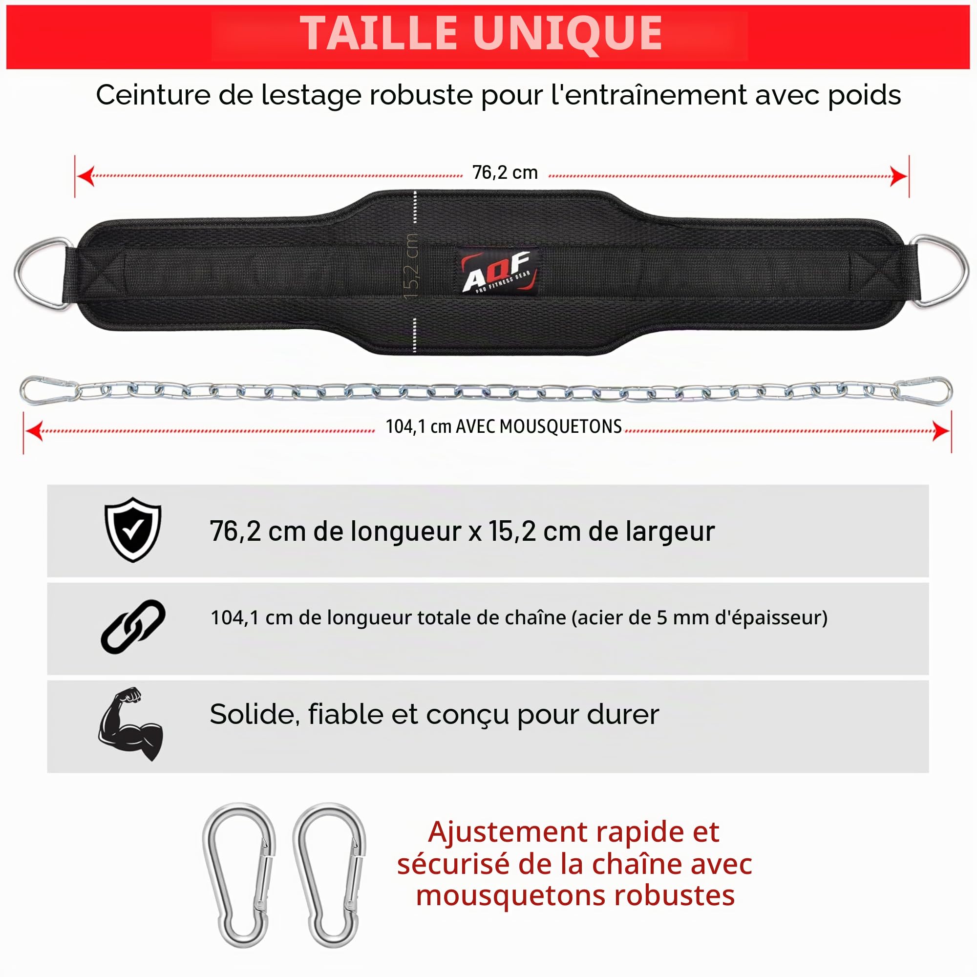 AQF Ceinture Musculation, Néoprène Ceinture Lestée Musculation, Dips Ceinture Chaine, Ceinture De Leste pour Dipping Poids Musculation Homme Femme Squat Tractions Bodybuilding Workout