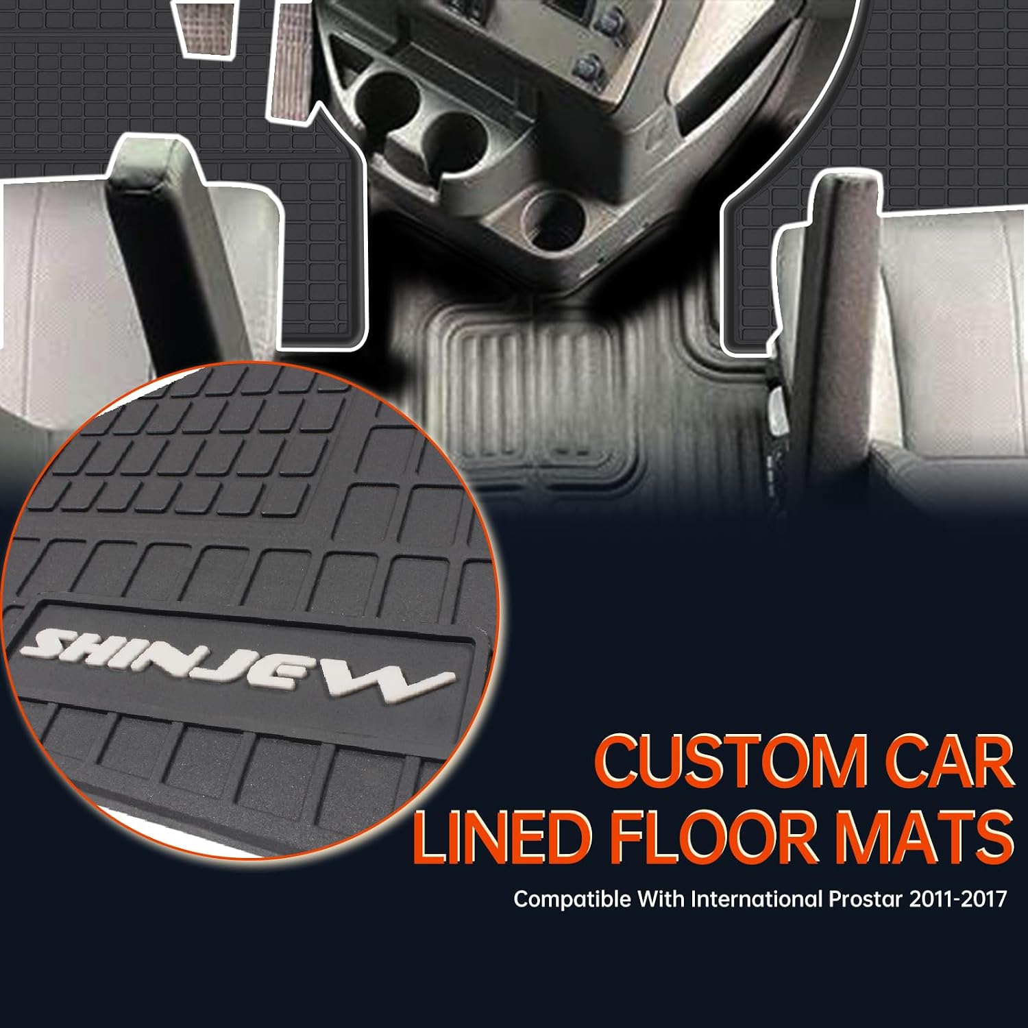Floor Mats Compatible with International Prostar (2011-2017),Lonestar (2011-2019),LT625 (2018-2020),RH613 (2018-2023),Truck Floor Rubber Mats for International Accessories Includes 2PCS Set