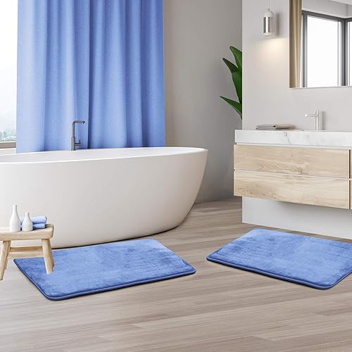 Miniatura 2 de Clara Clark Tapetes para baño de felpa ultra suave, antideslizantes, de espuma viscoelástica y terciopelo, juego de 2 alfombras de baño de 17 x 24
