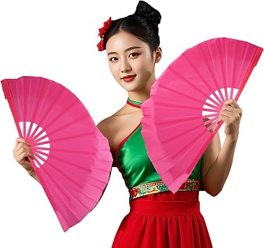 ZooBoo Traditional Chinese Yangko Dance Fan - Handmade Solid Color Silk Fan for Dance, Exercise, Decoration