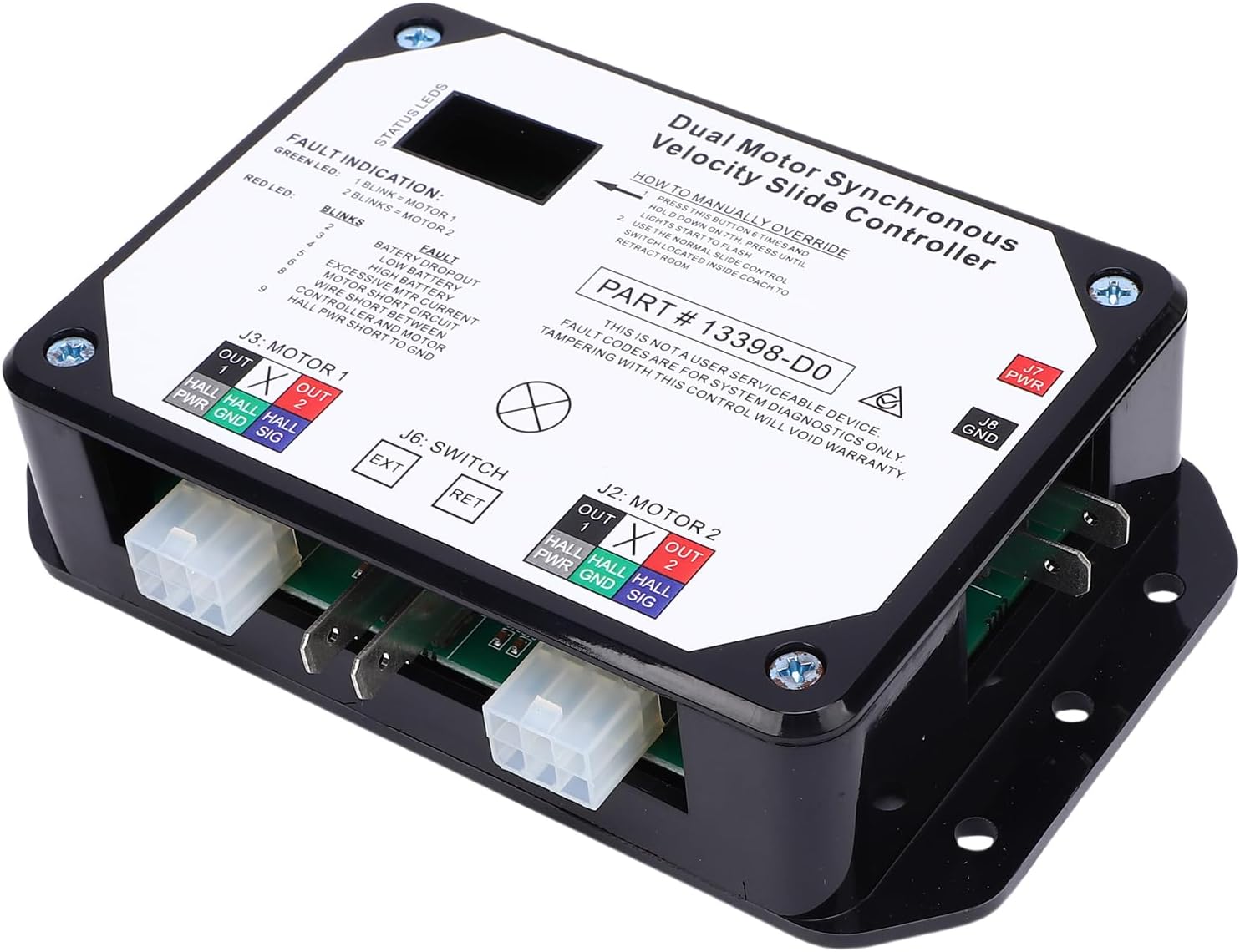 Luocute Dual Motor Synchronous Velocity Slide Controller, Replace Part 13398-D0 Controller for Lippert in Wall Slide Out On RV 13398-D0, RV Furniture Parts Hardware