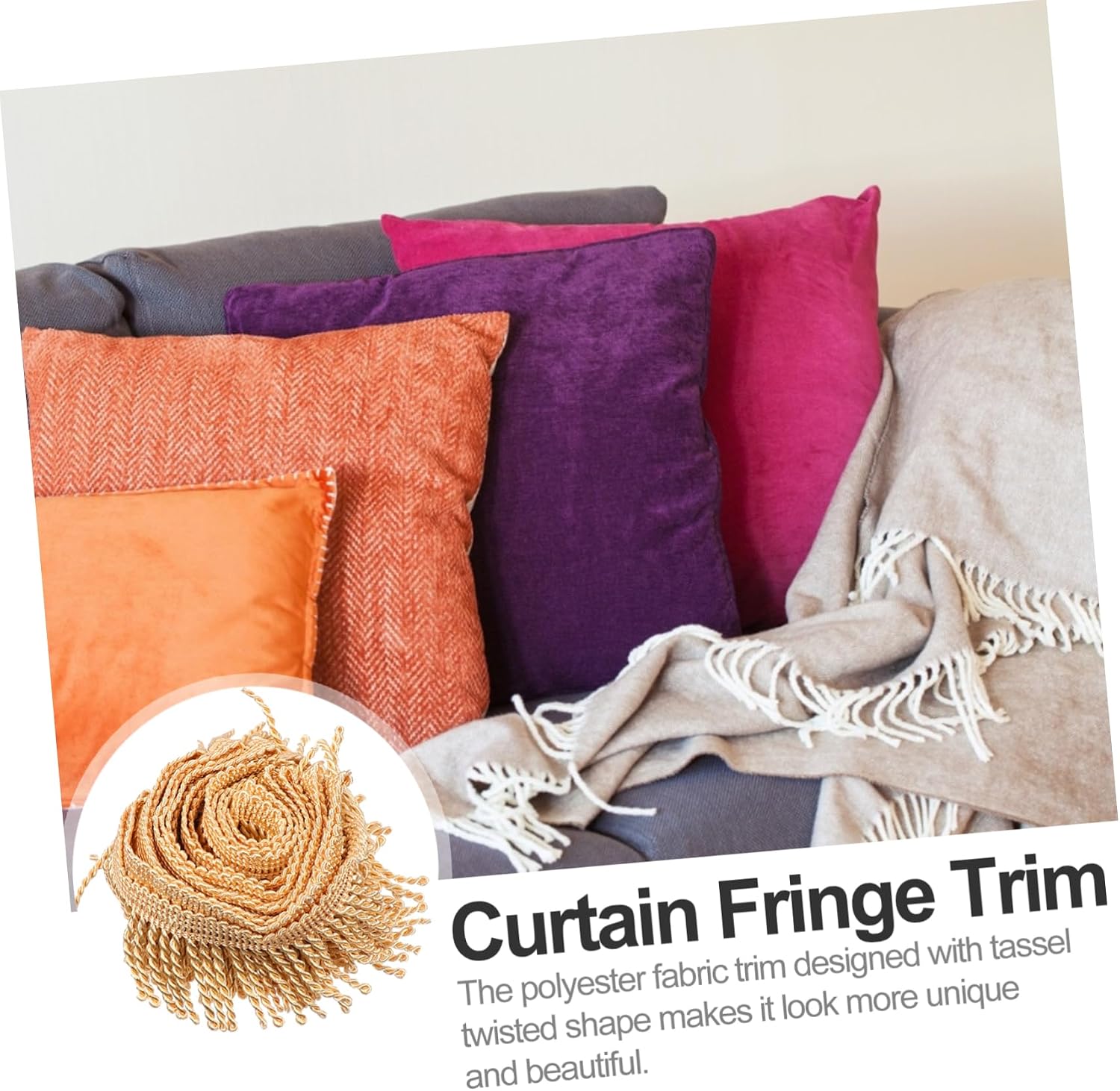 Veemoon Curtain Fringe Trim Fabric Decorative Tassel Edging for Home Decor Cushions and Curtains Easy to Use Versatile Sewing Embellishments for Craft Projects