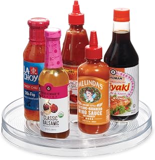 iDesign Linus Clear Recycled Plastic Lazy Susan Turntable Organizer 11 Inch - Pantry Cabinet Spinner