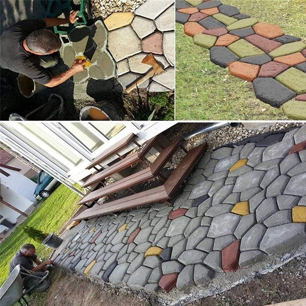 Kamienie mozaikowe Forma do kostki brukowej Ogród DIY Plastikowa ścieżka Maker Model chodnika Betonowa odskocznia Forma cementowa Formy ceglane do formy cementowej Dekoracja ogrodowa (kolor: C) (Colo