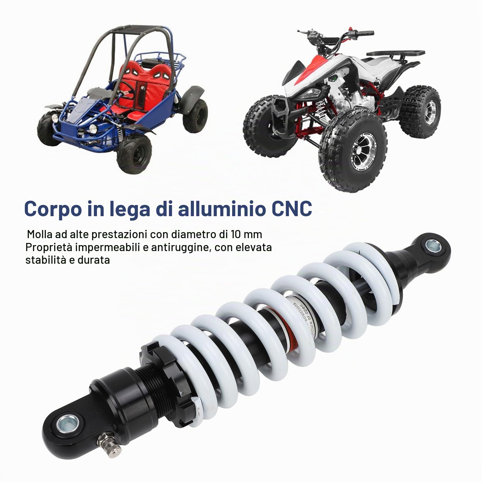 Ammortizzatore Posteriore da 310mm Ammortizzatore Posteriore in Lega di Alluminio CNC con Diametro di 10mm per Scooter Go Kart da 70c C a 200c Dirt Pit Bike