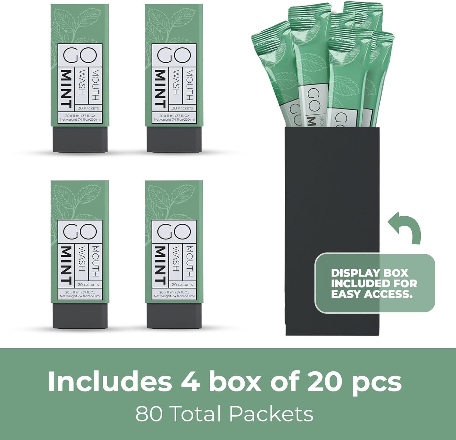 GO Travel Size Mint Mouthwash Packets - TSA Compliant, Reduces Bottle Waste, Fresh Breath On-The-Go image 2