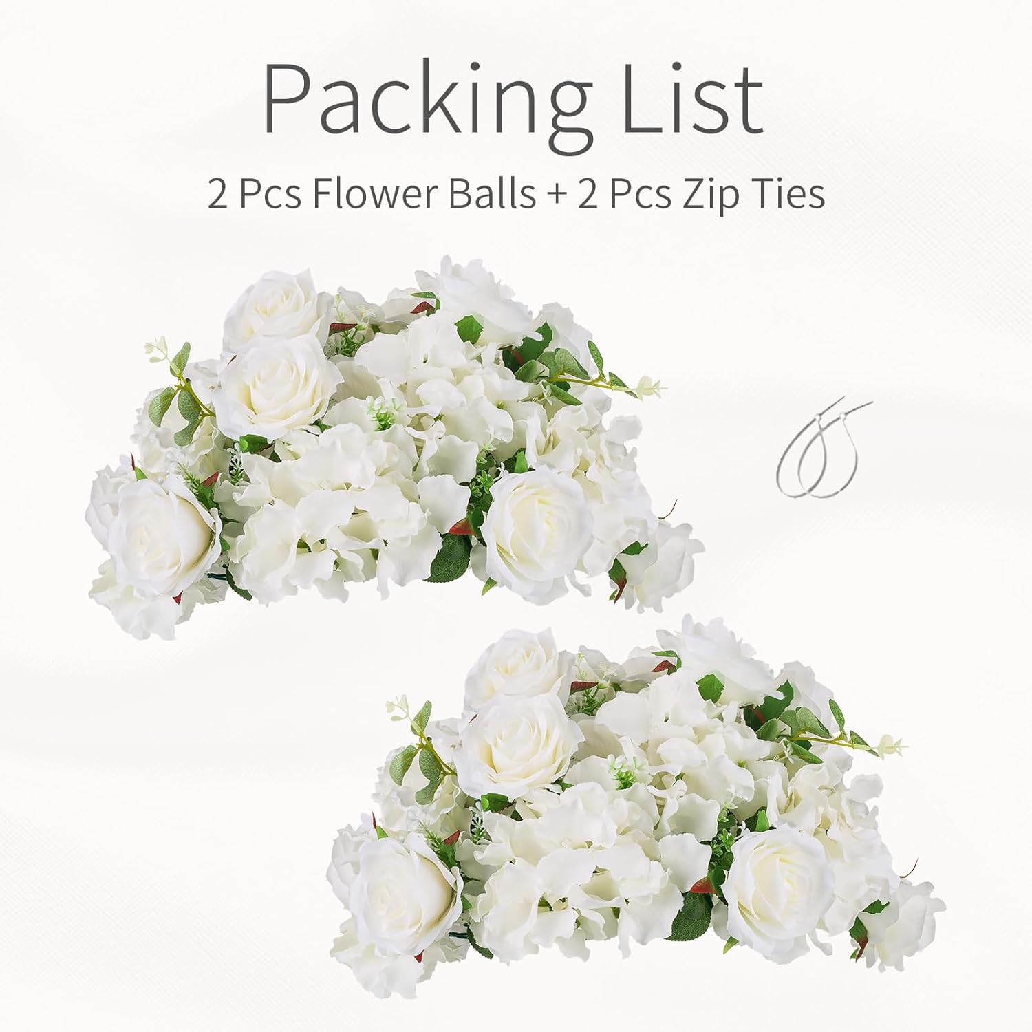 White Flowers Balls for Centerpieces: 2 PCS 14.2" Diam Flower Centerpieces for Tables in Wedding Reception Decorations Arrangement for Party Celebration Planners - Image 8