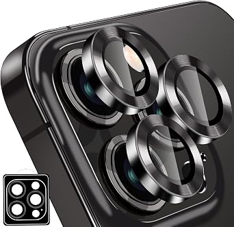 Designed for iPhone 16 Pro and 16 Pro Max Camera Lens Protector, Metal Lens Cover 9H Tempered Glass Camera Cover Anti Scratch Shockproof Screen Protector
