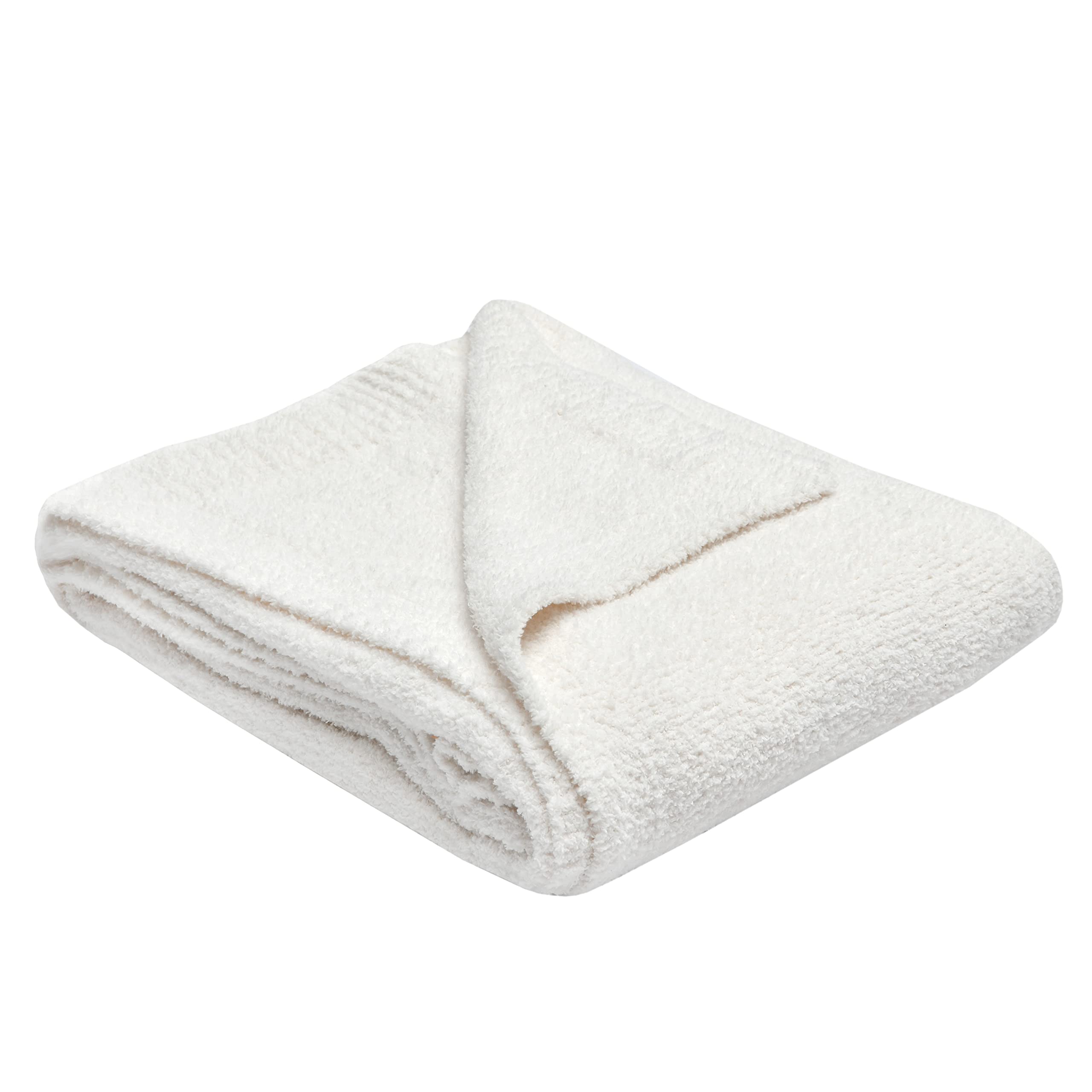 Sleepdown Boucle Chenille Throw Soft Touch Fluffy Fleece Over Sofa Bed Couch Warm Cosy Luxury Blanket Bedspread - Cream - 130cm x 150cm
